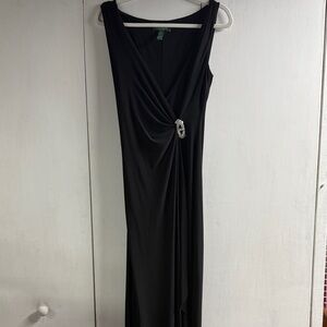 Ralph Lauren Black Asymmetrical Dress with Embellishment